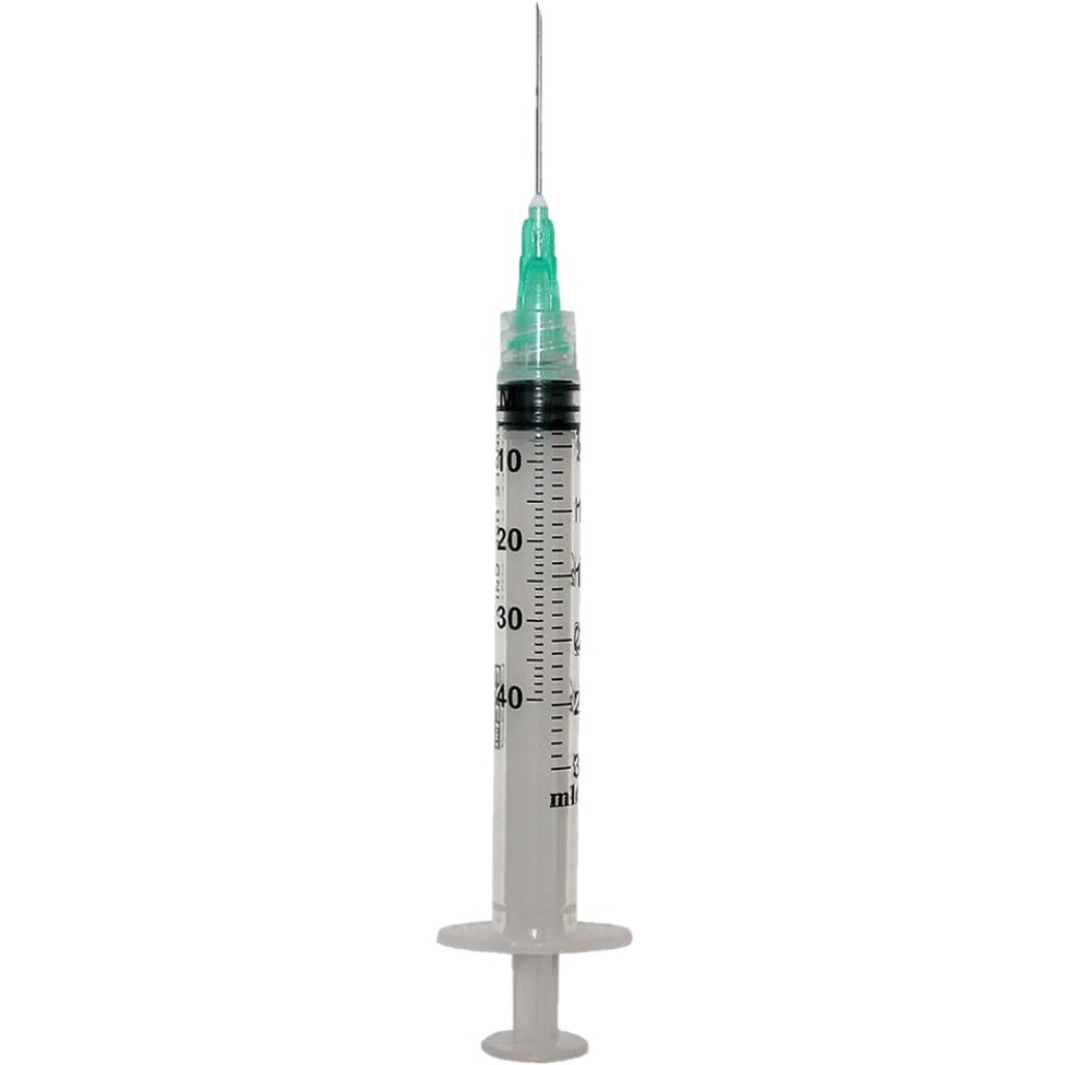 Syringe 3cc with Hypodermic Needle ExelIntﾮ 3 mL .. .  .  